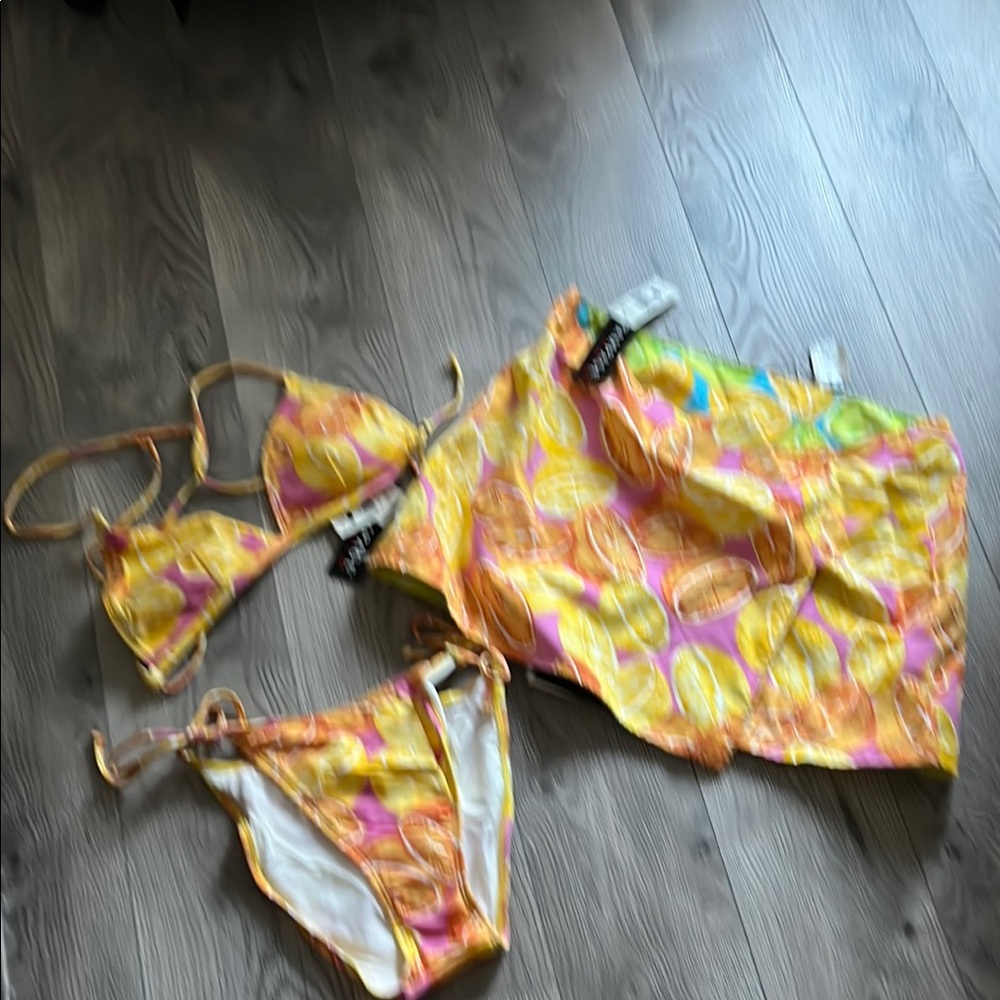 Rampage Vibrant Citrus Skirt and Bikini Set